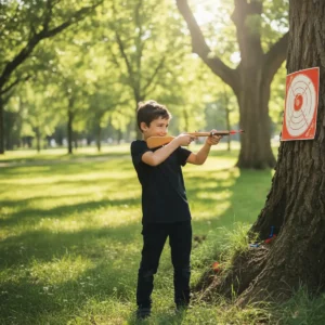 Enfant et son arbalète